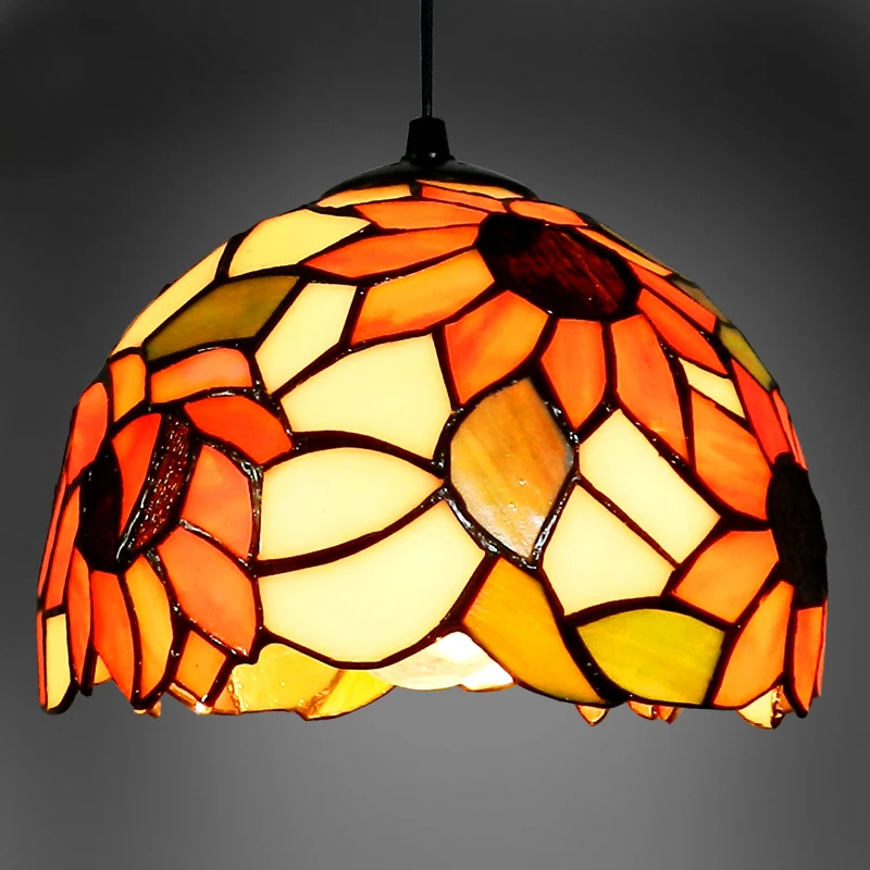 

New Modern Tiffany Glass Pendant Lamp Countryside Style Handmade Balcony Coffee Room Hanging Light E27 Suspension Lamps PL496