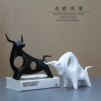 

Modern Abstract Bison Sculpture Geometric Resin Bison Statue Wildlife Decor Gift Craft Ornament Accessories Furnishing