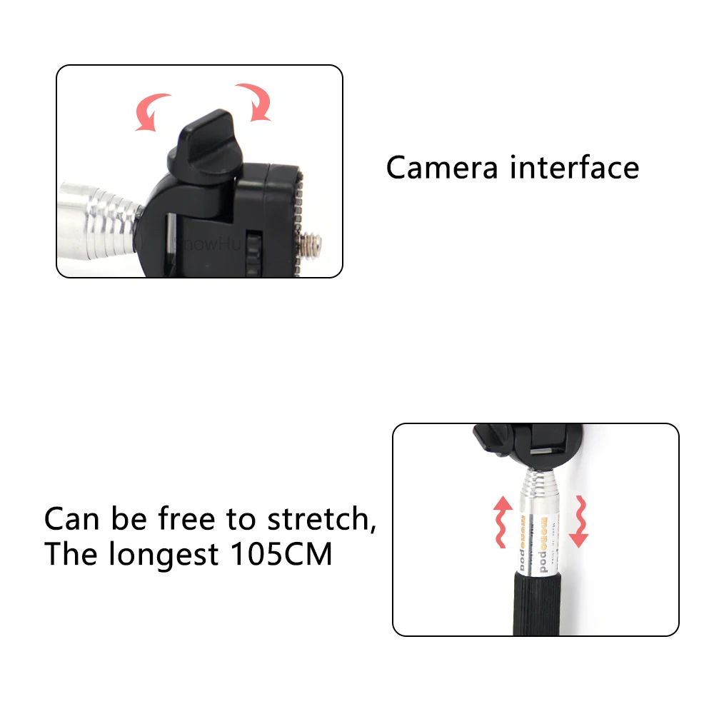 SnowHu для Go pro 5 Аксессуары Алюминиевый ручной монопод Штативы Адаптер Gopro Hero 9 8 7 6 +