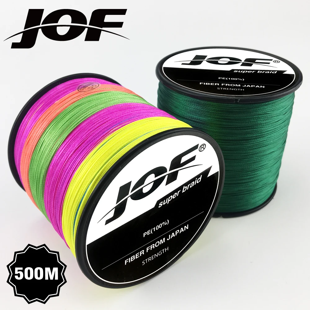 JOF 500 M خيط صنارة الصيد متعدد الألوان PE 8 السواحل الكارب مضفر خيط صنارة الصيد المياه المالحة Pesca سوبر قوي البحر Vissen الحبل 2019