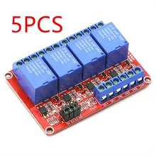 5 шт. 4-канальный Релейный модуль 24 V 4-канальный модуль высокой и пусковое устройство красная пластина