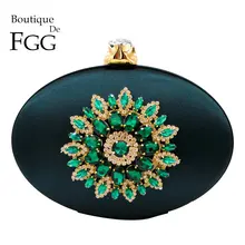 Женская вечерняя сумочка Boutique De FGG, клатч-кошелек с цепочкой через плечо, с цветком из кристаллов, сумка для свадьбы, вечеринки