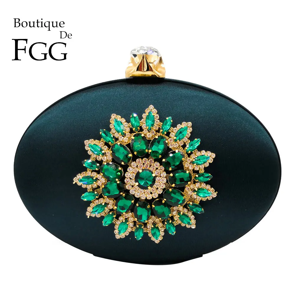 Boutique De FGG Для женщин модная брошь в виде цветка клатч сумочка и кошелек женские вечерние сумки Свадебная вечеринка цепь сумка - изображение