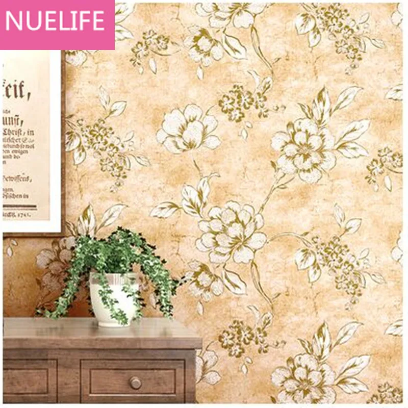 

0.53x10m retro style pastoral flower pattern non - woven wallpaper wedding room bedroom living room study room wallpaper