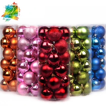 

24 pcs /lot Christmas Ornament for Christmas Tree Decor Ball Bauble Hanging Xmas Party Ornament decorations