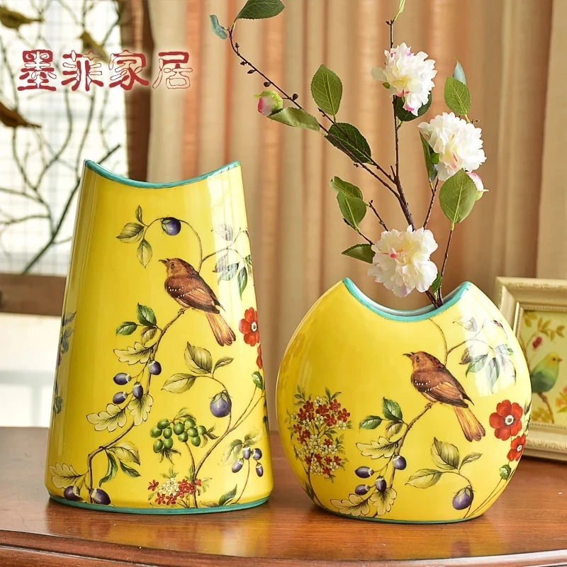 Новая китайская керамическая Цветочная водная ваза для выращивания, мягкая декоративная Цветочная композиция в американской стране, гостиная, модельная комната