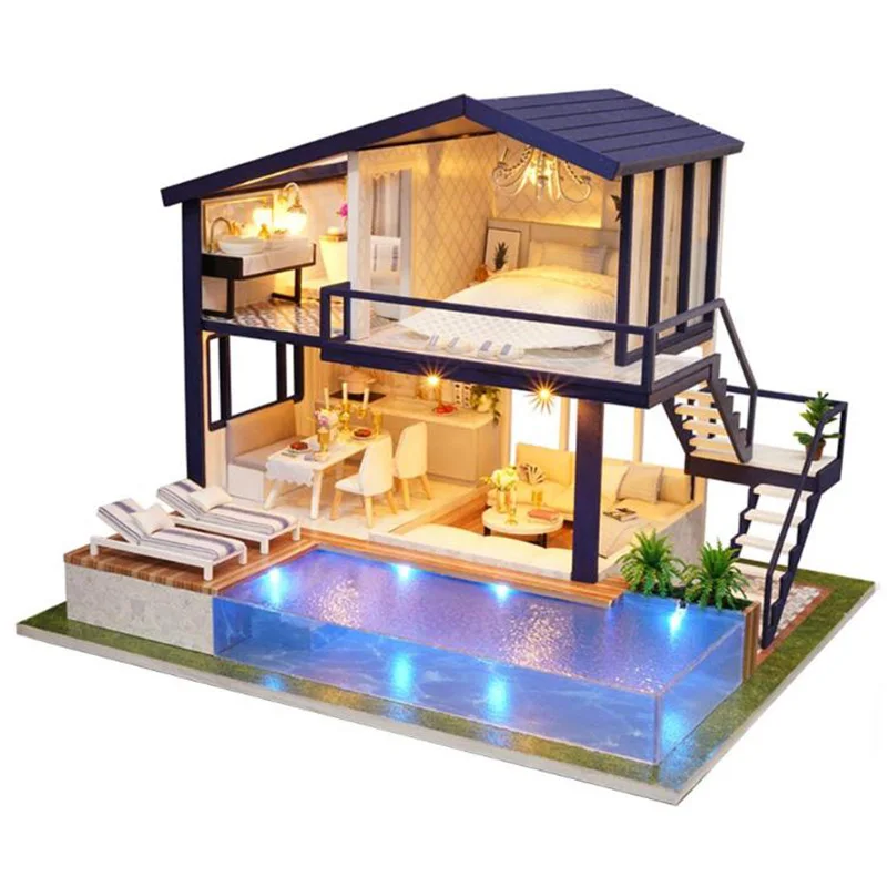 

Diy 3D Wooden Mini Dollhouse Time Apartment Doll House Furniture Educational Toys Furniture For Children Love Gift