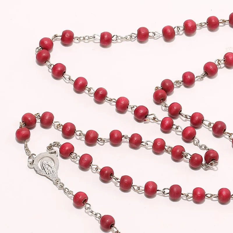 OPPOHERE Христос религиозный красный деревянный четки бусы цепь крест ожерелье браслет ювелирные изделия кулон модное ожерелье s подарки