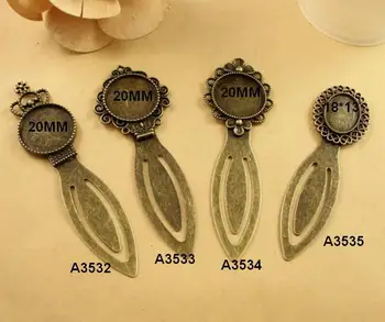 

5pcs/lot Antique Bronze Vintage Handmade Bookmark Cabochon Base Bookmark Setting Fit 13x18/20mm Cabochon Cameo DIY Bookmarks