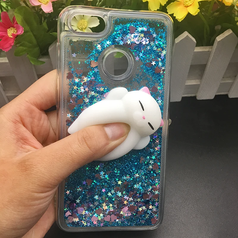 3d Squishy Cat Case For Huawei P8 P9 Lite 2017 Phone Case Liquid Glitter Paillette Sand Quicksand soft Honor 8 LITE Back Cover (12)