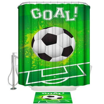 

Soccer Curtains Balls Football Design Shower Curtain Bath Sets With Rugs Bathroom Accessory Sets Waterproof Outside Fabric Moder