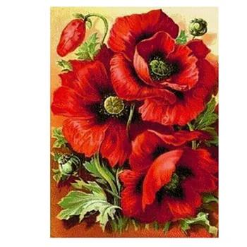 

Square New DIY 3D Diamond Painting round Poppy Floral Diamond Embroidery Flowers Red picture of rhinestones 5d hobby Handicraft