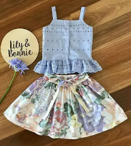 New Fashion Toddler Kids Baby Girls Cotton Sleeveless Floral Vest Tops Short Dress 2Pcs Outfit Clothes 3F11 | Мать и ребенок