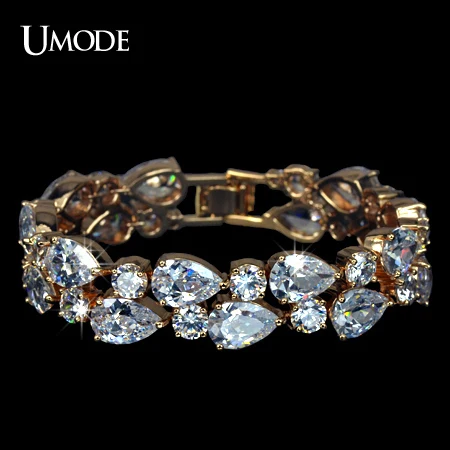 font b UMODE b font Rose Gold Plated Strand Tennis font b Bracelets b font