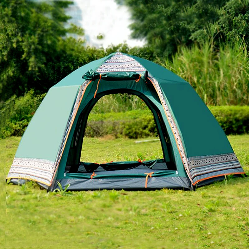 УФ шестиугольная Автоматическая наружная кемпинговая дикая большая палатка кемпинговая палатка Кемпинг 4-6persons тент садовая беседка с плотной тканью
