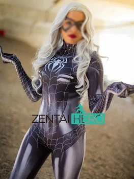 

Free Shipping 3D Printed Black Cat Symbiote Spider Girl Superhero Costume Zentai Bodysuit Spiderman Tight Catsuit Cosplay Suit