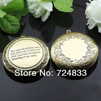 

45mm Vintage Photo Locket Pendant Antique Bronze tone Brushed Big Round Shape Prayer Wish Box Photo Locket Frame Pendant