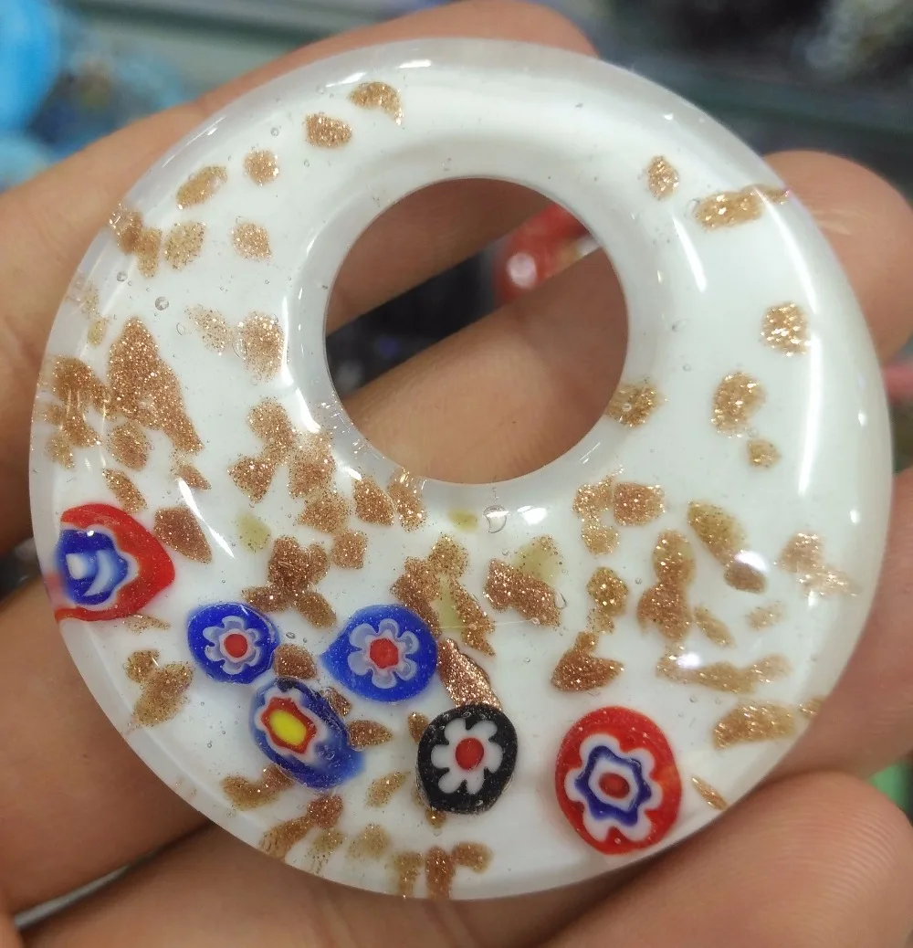 52 мм Оптовая продажа ручной работы Стекло Кристалл Lampwork Круглый Donut Кулоны