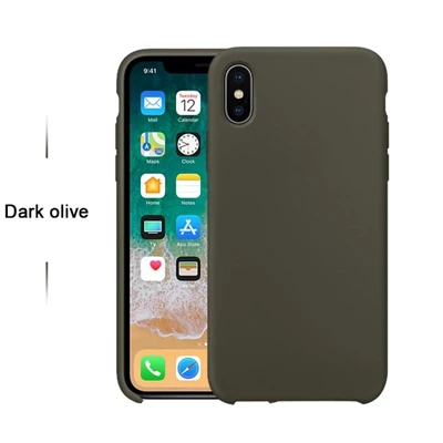 Официальный силиконовый чехол с логотипом для iphone 7 8 Plus чехол для iphone X XS Max XR XS 6 6S Plus для iphone чехол с логотипом s - Цвет: Dark Olive