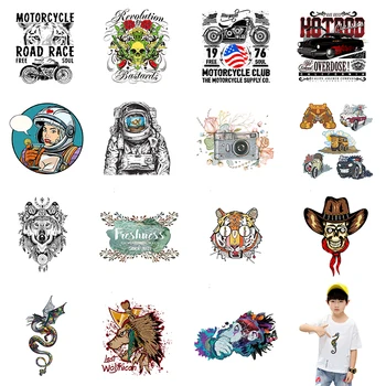 

Astronaut Stranger Things Iron on Patches Diy Stickers Heat Transfers Animal Patch For Clothes Boy T-shirt Round UFO Appliques E