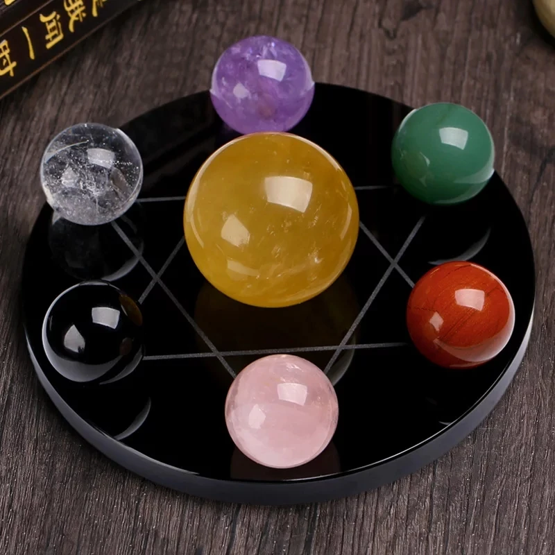 

red quartz ball grid seven Multicolor quartz crystal ball sphere healing crystal