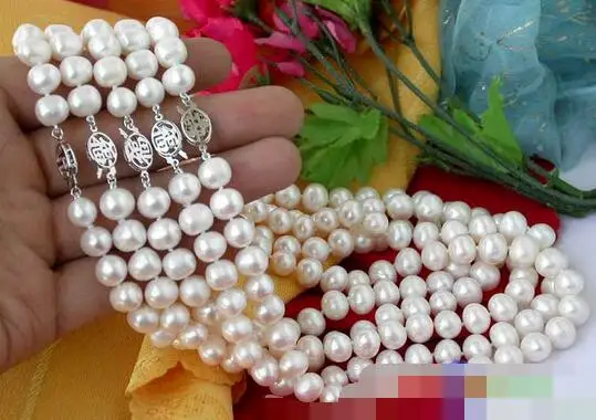 

song voge gem nanJ0478 5strands WHITE ROUND PEARL NECKLACE