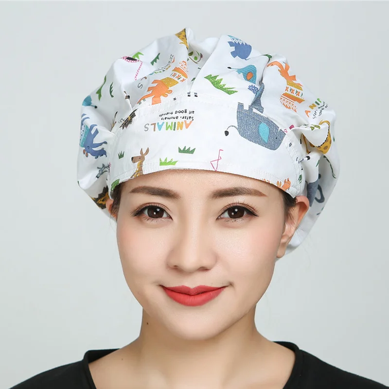 

Scrub Hats Cotton Surgical Caps for Female Women Doctor Nurse Caps Clinic Working Hats Flower Cartoon Printed Hospital Head Wear