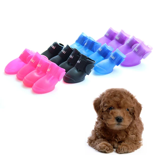 

New Dog Shoes Candy Colors Dog Boots Waterproof Protective Rubber Pet Rain Booties