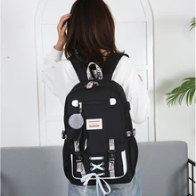 WENYUJH New Middle School Backpack With USB Charging Port School Bags For Girl Travel Bag Bookbag Plusch Ball Big Girl Schoolbag WENYUJH New Middle School Backpack With USB Charging Port School Bags For Girl Travel Bag Bookbag Plusch Ball Big Girl Schoolbag