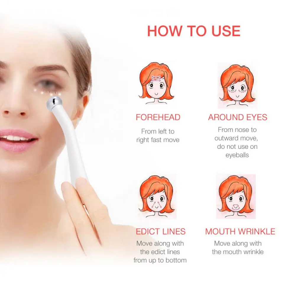 

Electric Eye Massager Negative Ion Anti Aging Wrinkle Eye Bag Relief Stick Dark Circle Remove Smart Sense Vibration Eye Care Pen