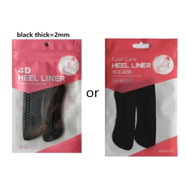 1 пара, модные 4D мягкие вставки из силикагеля, тканевая Женская подкладка, защита для ног, стельки для обуви - Цвет: Black  2mm