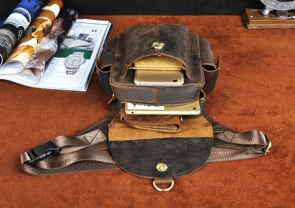 Мужская Дизайнерская Повседневная сумка из натуральной кожи, 8 дюймов, сумка-мессенджер для планшета, многофункциональная модная сумка для путешествий, поясная сумка для ног, 9938 г