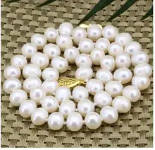 Women jewelry choker chocker maxi collier natural 8-9mm white natural freshwater nearround pearl beads choker necklace