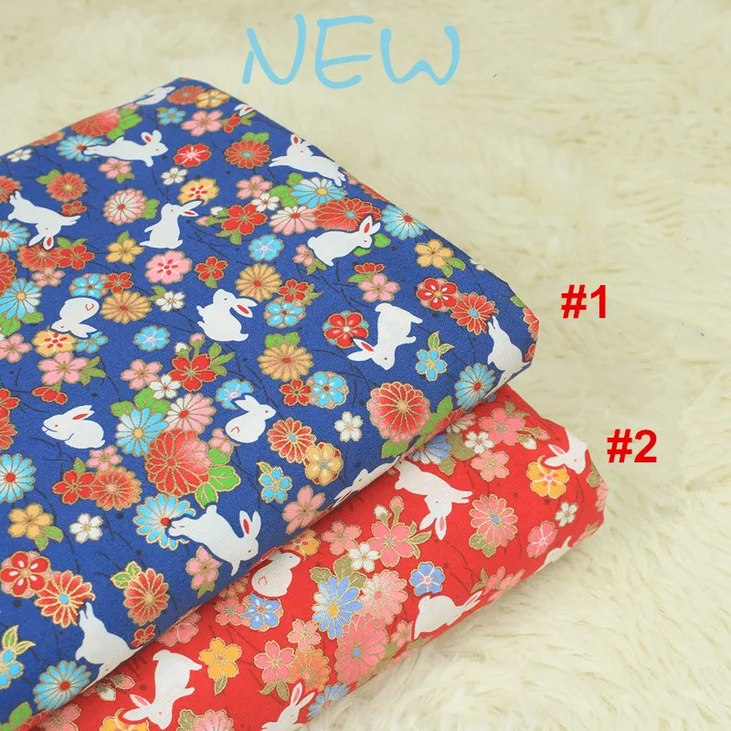 

Janpanese style gilt fabric with rabbit print, handmade DIY garment patchwork doll cloth CR-895