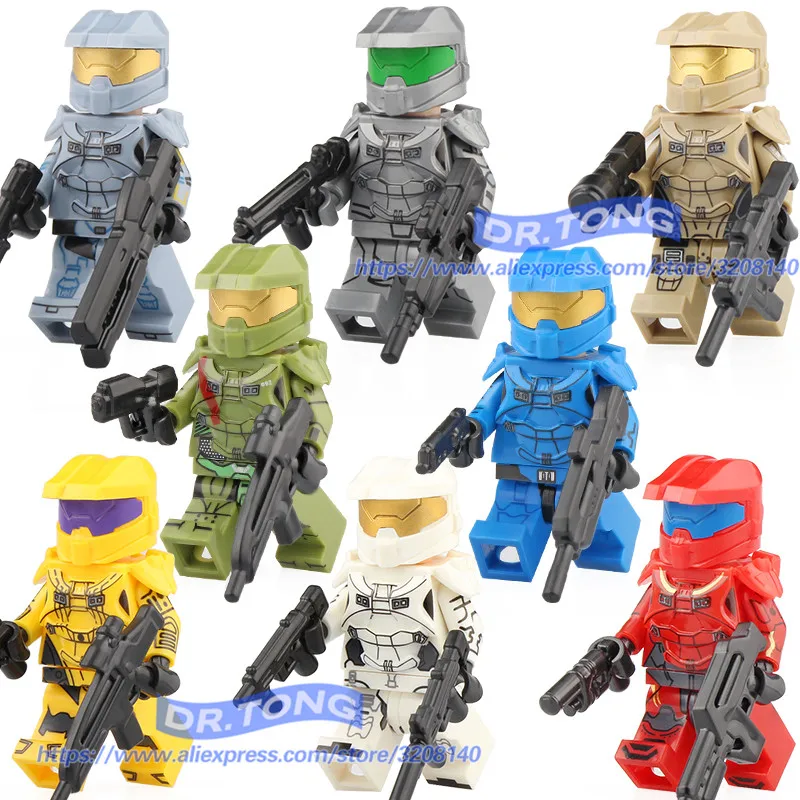 

20PCS/LOT Legoingly Halo Spartan Soliders Game Halo Warrior With Weapons Figures Building Blocks Bricks Toys Gifts MG0131-0138