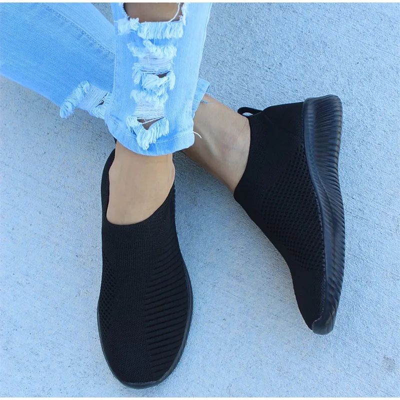 Günstig Mode Turnschuhe Für Frauen Trainer Vulkanisierte Schuhe Mesh korb femme Weiß Socke Turnschuhe Flache Schuhe Gestrickte zapatillas mujer