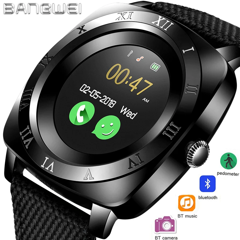 BANGWEI Новые Bluetooth умные часы для мужчин с сенсорным экраном большой аккумулятор
