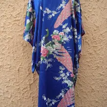 Горячее синее женское платье из полиэстера вниз Очаровательная Ночная сорочка Домашняя одежда с принтом Новинка юката платье один размер