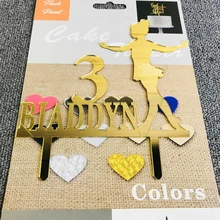 Персонализированное имя счастливое украшение для именинного торта, изготовленное на заказ балетная девочка возраст торт Топпер, как танец девушка Декор для вечеринки в честь Дня рождения поставки