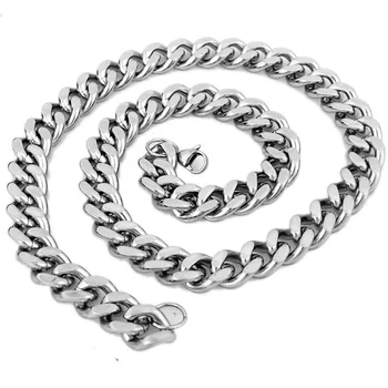 

Classic trendy heavy gentlemen's jewelry necklace stainless steel necklace polished necklace size 13mm wide 60cm long