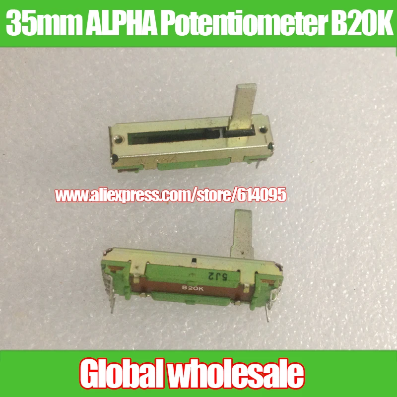 2pcs 35mm ALPHA Straight Slip Potentiometer B20K / variable resistors
