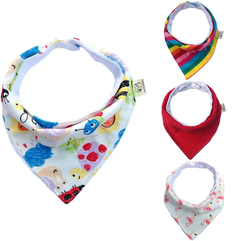 Baby Bandana Bib,Set of 3,Drool Bib,Blue Navy Hickory Stripes,Purple