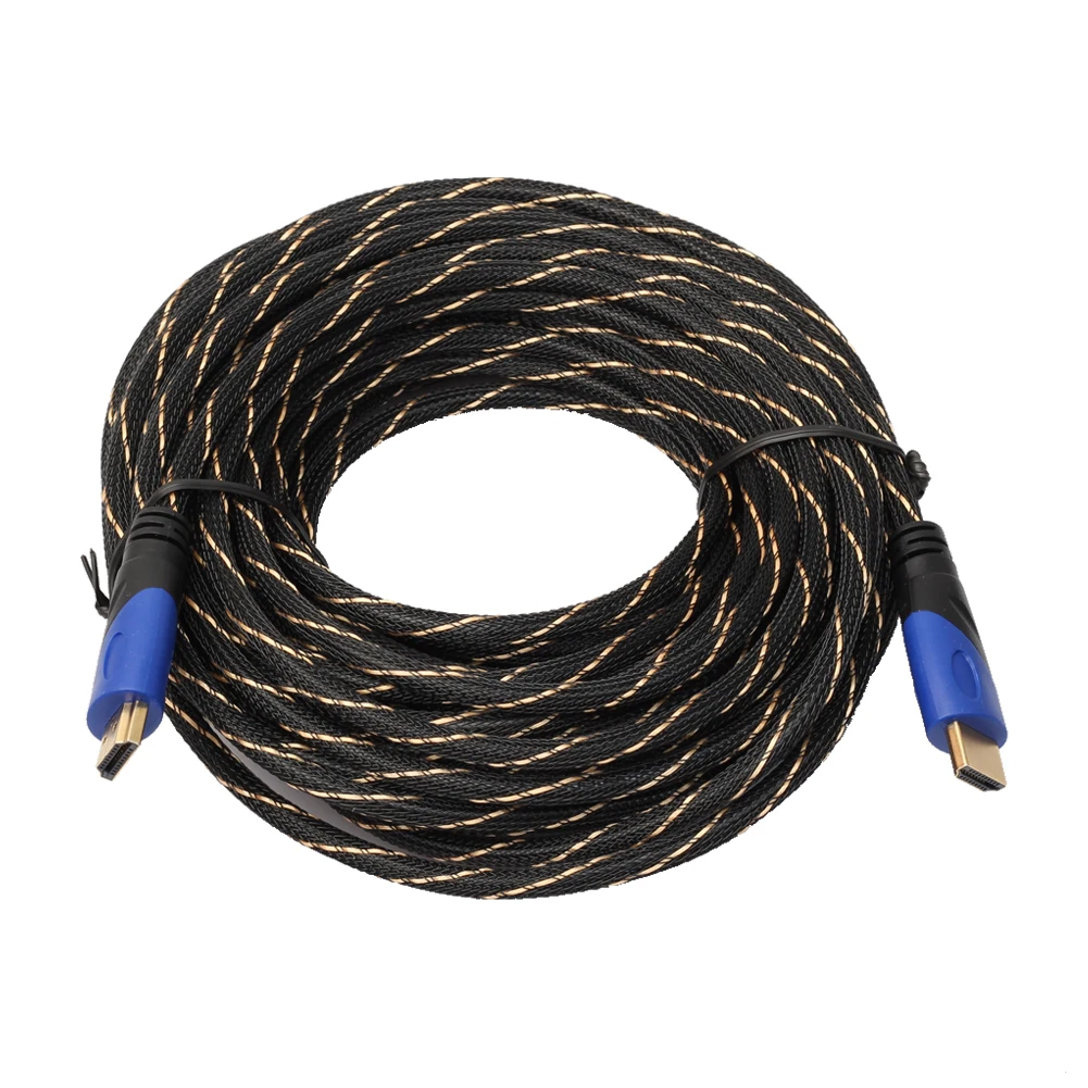 ALLOYSEED New Braided HDMI Cable Gold Plated Connection V1.4 AV 1080P HD 3D for PS3 Xbox HDTV 10m/15 Meters