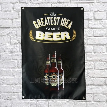 

GREATEST IDEA BEER Poster Banners Bar Cafe Hotel Theme Wall Decoration Hanging Art Waterproof Cloth Polyester Fabric Flags