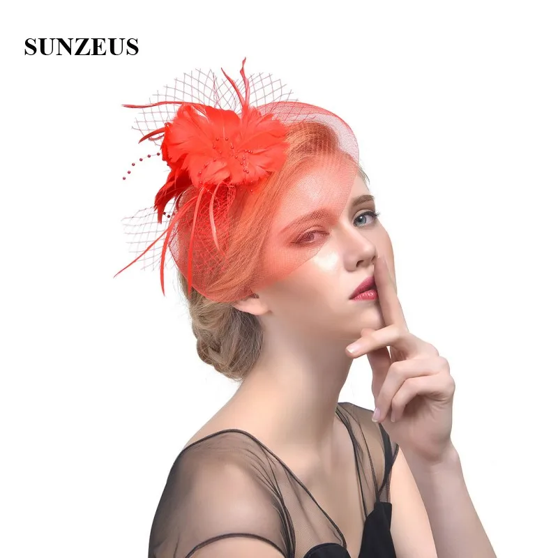 Fascinators Для женщин вечерние Шапки элегантный перья линии свадебные Шапки для свадьбы для девочек Танцы аксессуары для волос SH43