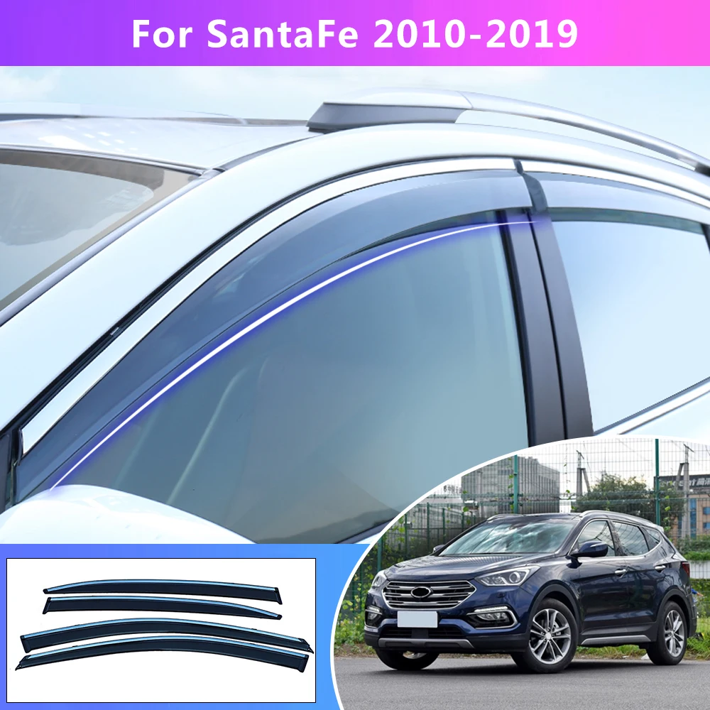 Оконный козырек для hyundai SANTAFE 2010- дымовые оконные козырьки для автомобиля Защита от солнца и дождя ветроотражатели аксессуары 4 шт