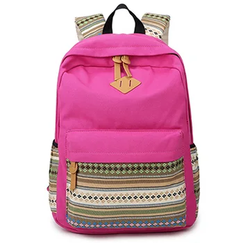 

2016 unisex backpack bag preppy school bags backpack for teenagers cute canvas striped printing Free shipping