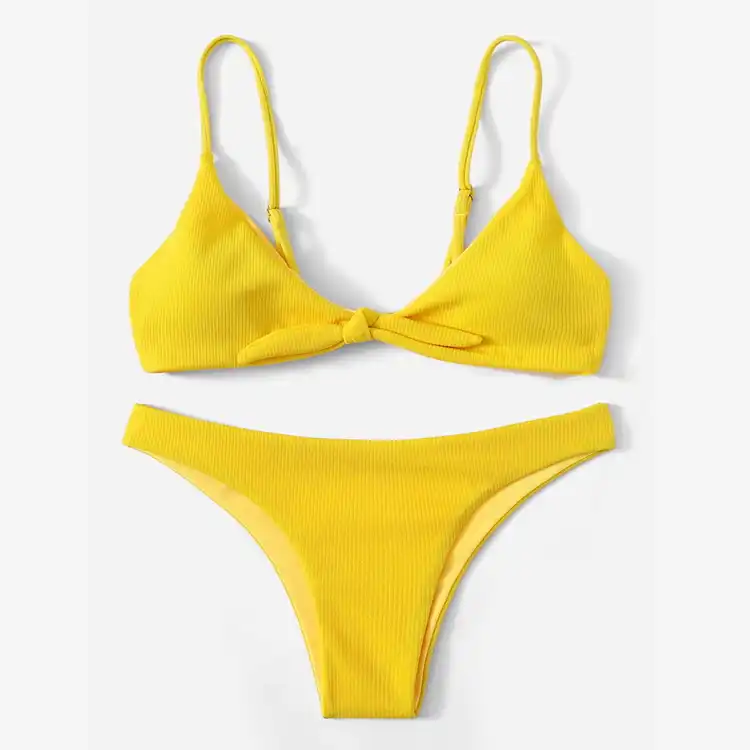 yellow ribbed bikini