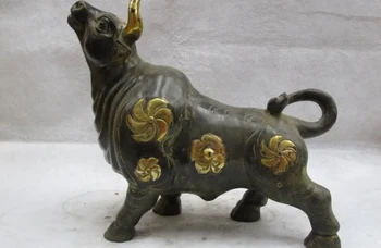

11 Chinese Folk Classic Bronze Copper Home Feng Shui Lucky wealth OX Bull Statue