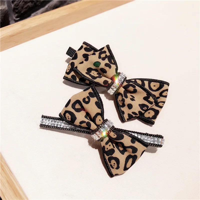 1 шт. модные женские туфли леопардовой расцветки с бантом Блестящий Кристалл заколки для волос для девушек, с большим бантом Шпильки